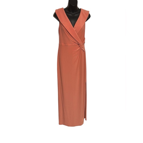 NWT Lauren Ralph Lauren salmon evening gown with wrap detailing size 8 - Picture 6 of 13